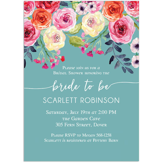 Blue Watercolor Roses Invitations